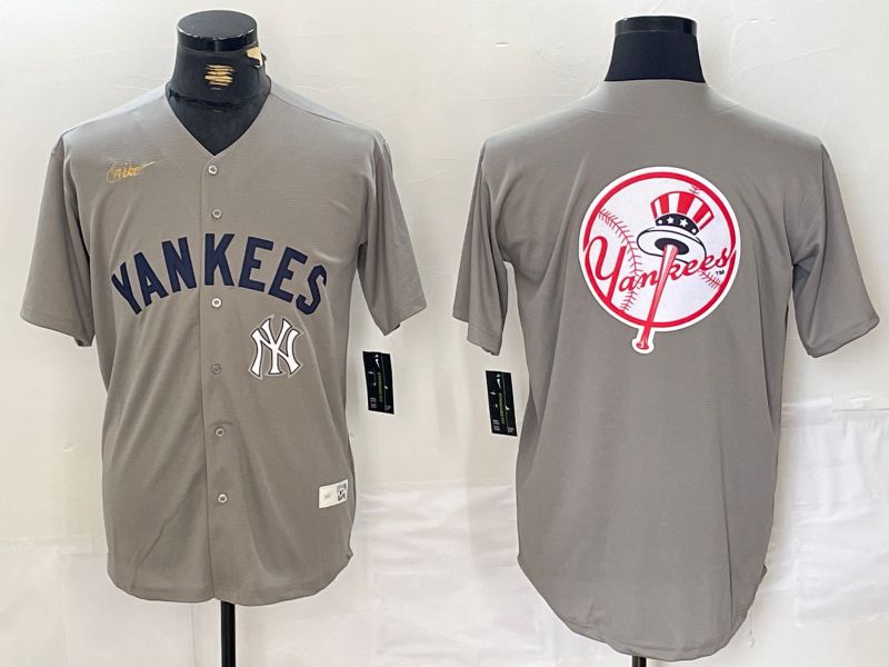 Men New York Yankees Blank Grey Throwback Nike Game 2024 MLB Jersey style 6->new york yankees->MLB Jersey